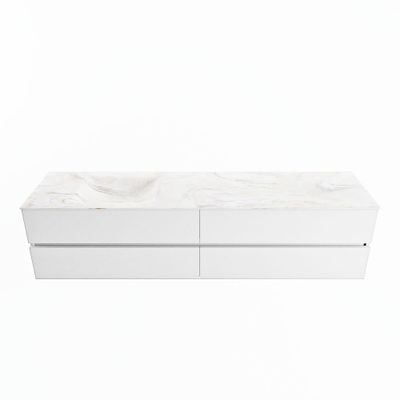 MONDIAZ VICA-DLUX 200cm badmeubel onderkast Talc 4 lades. Inbouw wastafel CLOUD links 1 kraangat, kleur Ostra.