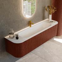 Badmeubel Mondiaz Kurve | 170 cm cm | Meubelkleur Ruby | Wastafelkleur Talc | Solid surface | Wasbak midden spoelbak | 1 kraangat