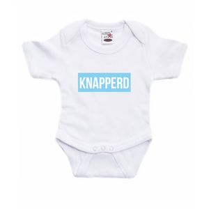 Knapperd cadeau baby rompertje blauw/wit jongens