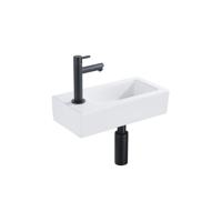 Fortifura Fuente fonteinset - 36x18.5x9cm - 1 kraangat - solid surface - fonteinkraan zwart mat - mat wit SW696235/SW696205/SW696215/SW705498