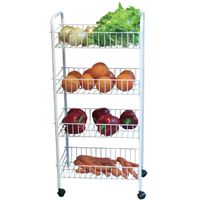 Keuken/badkamer trolley - metaal - wit - met wielen - 37 x 32 x 78 cm