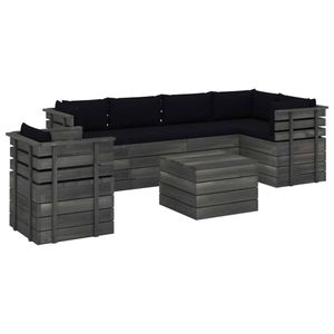 vidaXL 7-delige Loungeset met kussens pallet massief grenenhout