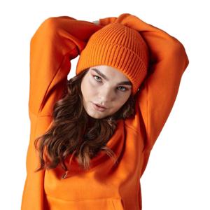 Gebreide Ribbed Beanie wintermuts - oranje - volwassenen - Polyacryl