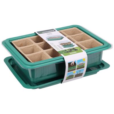 Pro Garden Stekpotje / kweekpot in kweekbak - 4x stuks - 20 x 15 x 6,5 cm - turfpotjes