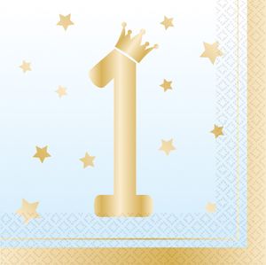 Blauwe Servetten Verjaardag 1 Jaar Sterretjes (16st)