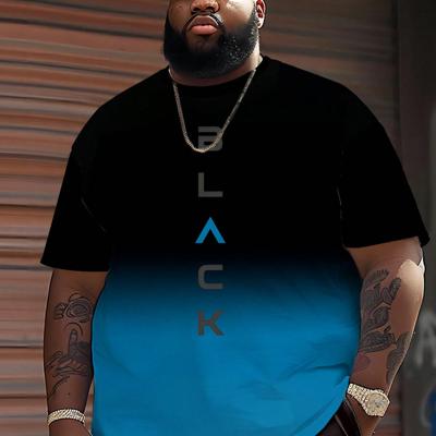 Men's Plus Size Ombre Graphic T-Shirt | Polyester Round Neck Tee 6XL