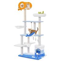 Krabpaal met Sisal Bedekte Krabpaal Hangend Speelgoed Zitstok Springplatform voor Binnenkatten Blauw