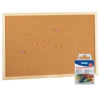 Prikbord 60 x 40 cm - met 40 stuks grote punaises - Kinderkamer - keuken prikborden