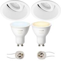 Philips Hue LED Spot Set GU10 - Kantelbaar Rond Mat Wit Ø93mm - White Ambiance Bluetooth