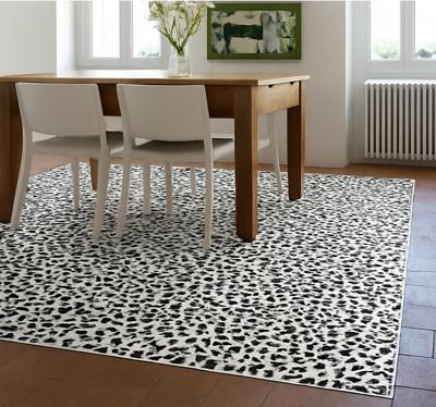 Monochrome luipaardprint vinyl tapijt eetkamer