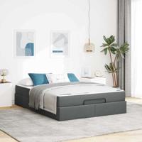 Bedframe met opslag Donkergrijs 160 x 200 cm Stof