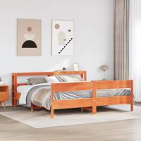 Bedframe zonder matras massief grenenhout wasbruin 180x200 cm