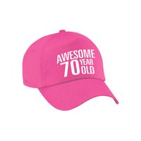 Awesome 70 year old verjaardag pet / cap roze voor dames en heren - thumbnail