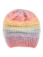 Gradient Stripe Pattern Cotton Beanie Hat Fall Winter Warming Accessory - thumbnail