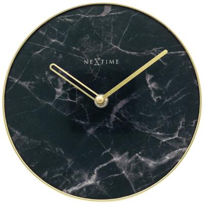NeXtime ne-5222zw tafelklok marble table dia 20cm glas zwart