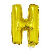 Gouden opblaas letter ballon H op stokje 41 cm