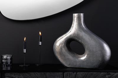 Handgemaakte vaas RING 40cm donkergrijs metalen decoratie bloemenvaas - 44863