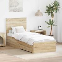Bedframe Sonoma Eiken en Zilver 75 x 190 cm Bewerkt hout