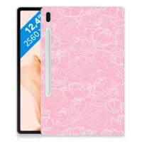 Samsung Galaxy Tab S7FE | Siliconen hoesje | White Flowers Samsung Galaxy Tab S7FE | Siliconen hoesje | White Flowers