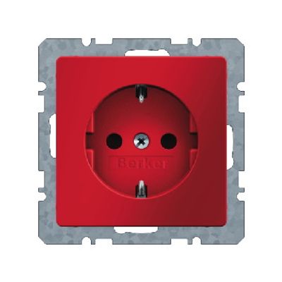 Berker Q.1 stopcontact met randaarde en schroefklemmen enkel rood