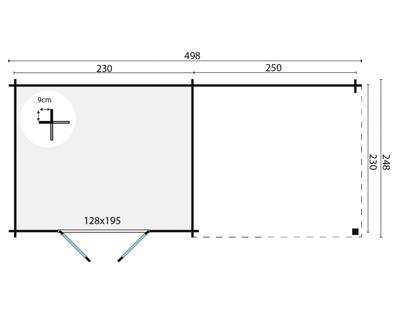 Blokhut - Tuinhuis Eirunn | 28 mm | bruin geïmpregneerd