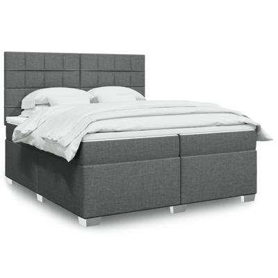 Boxspring met matras stof donkergrijs 200x200 cm