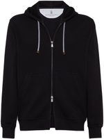 Brunello Cucinelli hoodie zippé à lien de resserrage - Noir