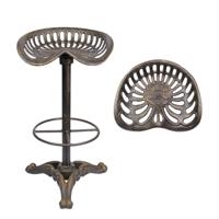 A CAST IRON BAR STOOL, BRONZE COLOUR