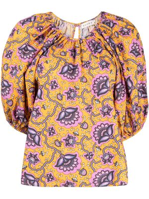 Rhode blouse Rowan en soie à imprimé graphique - Orange