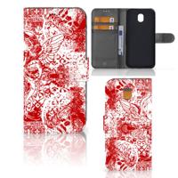 Telefoonhoesje met Naam Samsung Galaxy J5 2017 Angel Skull Rood | Portemonnee hoesje