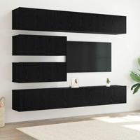 Tv-meubelset 10 pcs Zwart eiken 100 x 30 x 30 cm Bewerkt hout
