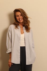 R13 R13 - blouse - DROP NECK OXFORD SHIRT - BLUE/WHITE PINSTRIPE