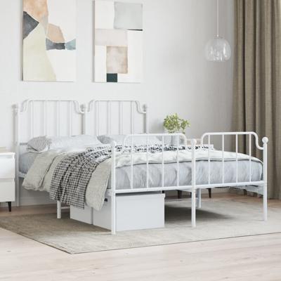 Bedframe met hoofd- en voeteneinde metaal wit 140x190 cm