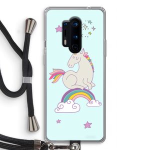 Regenboog eenhoorn: OnePlus 8 Pro Transparant Hoesje met koord