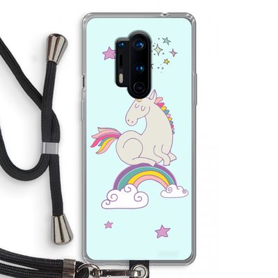 Regenboog eenhoorn: OnePlus 8 Pro Transparant Hoesje met koord