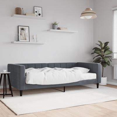 Slaapbank met matras 90x200 cm fluweel donkergrijs