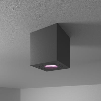 Gibbon - LED smart opbouwspot - vierkant - IP65 waterdicht - GU10 - RGBWW - Wifi + Bluetooth - Google Home, Amazon Alexa en Siri - Zwart - Bestuurbaar via App en Stem