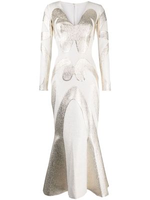 Saiid Kobeisy robe à effets en brocart - Blanc