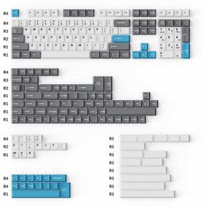 Cherry Profile Double-Shot PBT Full Keycap-Set - Grey, White and Blue Keycaps