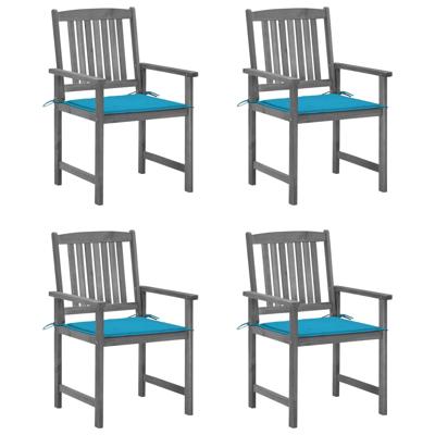 Tuinstoelen 4 st met kussens massief acaciahout grijs
