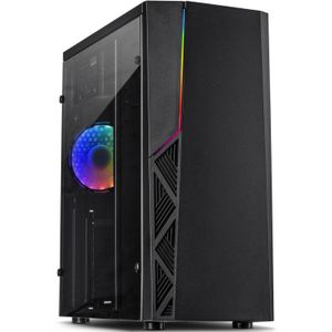 Inter-Tech B-02 RGB tower behuizing 2x USB-A 2.0, USB-A 3.2 (5 Gbit/s), 2x Audio, Window-kit