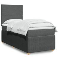 Boxspring met matras stof donkergrijs 90x190 cm
