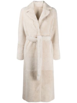 Yves Salomon manteau mi-long texturé - Blanc