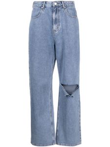 tout a coup pantalon ample à effet usé - Bleu