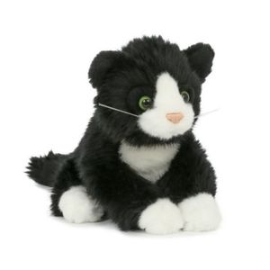 Pluche baby poes zittend zwart/wit