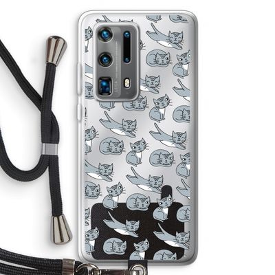 Poezen: Huawei P40 Pro Plus Transparant Hoesje met koord