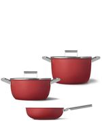 Smeg lot de trois pots et casseroles 50's Style - Rouge