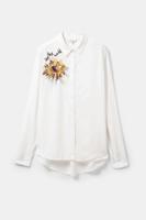 Shirt met gebloemd borduursel - WHITE - XXL