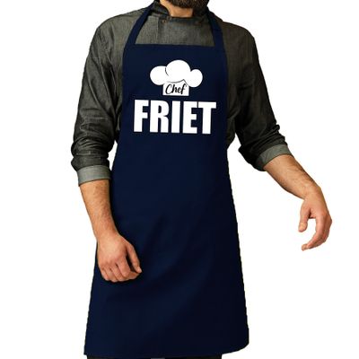 Chef friet schort / keukenschort navy heren