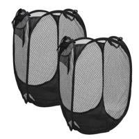 Wasmand flexibel/opvouwbaar - 2x - zwart - kunststof - 30 x 30 x 50 cm - 55 liter